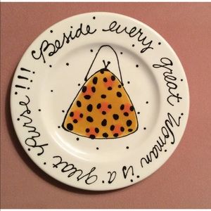 NWOT “beside every great woman is a great purse!!!” 8” Italian Ceramic Plate